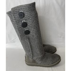 UGG Australia Classic Cardy Women's Shoes Grey 9 Knit 3 Button Sweater Boots